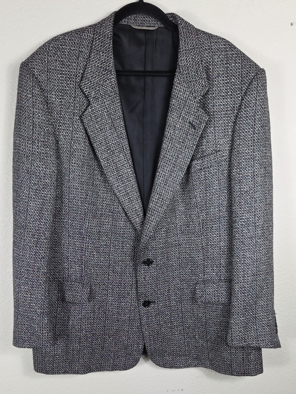 Vintage Christian Dior Monsieur Tweed Blazer Gray Black Sport Coat 48R